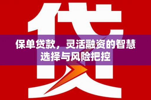 江北保单贷款，灵活融资的智慧选择与风险把控